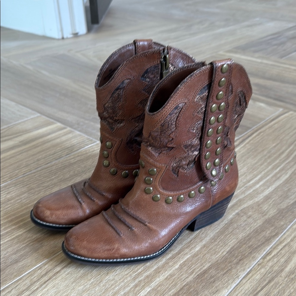Brown Studded Western Boots